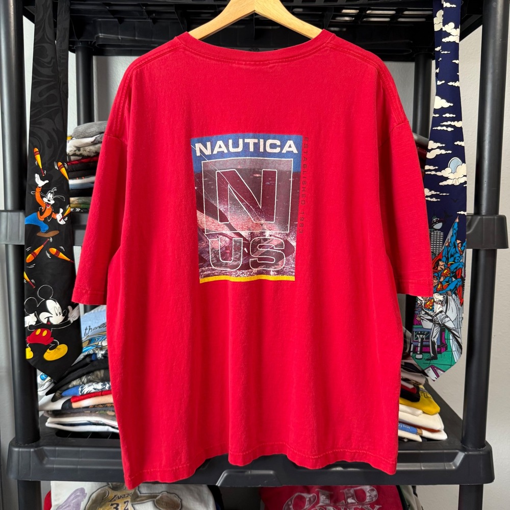 Vintage Red Nautica Established 1983 Graphic T-Shirt XXL